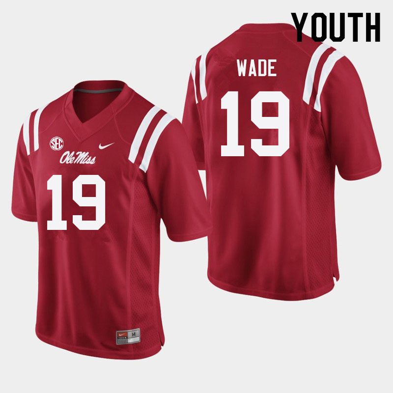 Dayton Wade Ole Miss Rebels NCAA Youth Red #19 Stitched Limited College Football Jersey QPR0558KG